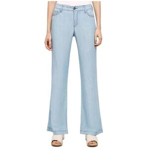 Pilcro and the letterpress Anthropologie wide leg trouser pants in chambray 28